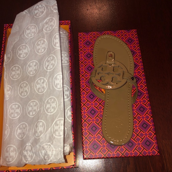 Tory Burch Shoes - Tory Burch Miller 8 Sand Sandals Patent